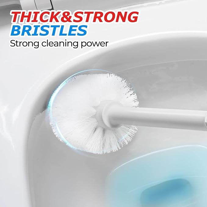 FORASTO 2 in 1 Toilet Plunger and Brush Set,Extended Handle Plunger,Toilet Bowl Brush Plunger Set,Bathroom Cleaning Tools,Cleaning Brush,Toilet Brush Plunger Combo,Light Grey（20.8inch）