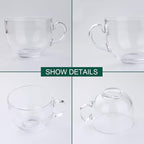 Maredash 16oz Glass Jumbo Mugs With Handle For Coffee, Tea, Soup,Clear Drinking Cup,Set of 6