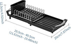 Expandable Dish Drying Rack for Sink or Countertop – Compact Stainless Steel Dish Drainer with Removable Utensil Holder, Rustproof Plate Rack for Small Kitchen Spaces, Black