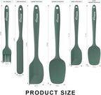 NileHome Silicone Spatula Set, 6 Pieces Food Grade Kitchen Utensils with Silicone Brush Heat Resistant Dishwasher Safe BPA-Free Rubber Spatula for Scraping, Baking, Cooking, Mixing-Green