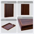 Wooden Serving Tray with Handles, Wood Decorative Trays for Coffee Table Tray, Rectangular Food Trays for Party Platters, Breakfast in Bed, Couch, Ottoman, Dinner, Appetizers, Decor(15.7x11.8x1.6)