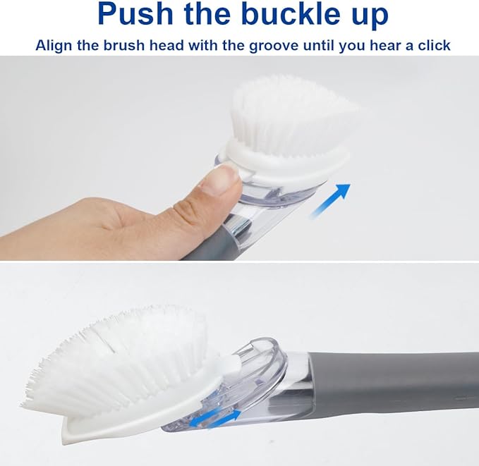 CELOX Soap Dispensing Dish Scrub Brush, Dish Wand for Kitchen, Gray