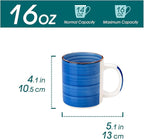 vancasso Bonita Ceramic Coffee Mug Set of 6,16 Oz Coffee Cups with Large Handle for Tea,Latte,Cappuccino,Milk,Cocoa,Dishwasher&Microwave Safe(Blue)