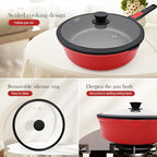 12 Inch Frying Pans Nonstick with Lid, Non Stick Saute Pan Skillet, Large Cooking Pan Kitchen Pans, Compatible with All Stoves, Detachable Handle, Oven Safe, PFOA Free, Red (5 Qt)