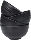 Unbreakable Wheat Straw Cereal Bowls Set of 4, 24 OZ Microwave and Dishwasher Safe Lightweight Soup and Salad Bowl Sets, Reusable Dessert Bowls for Rice, Pasta, Snack, Fruit, BPA Free (Black)