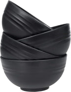 Unbreakable Wheat Straw Cereal Bowls Set of 4, 24 OZ Microwave and Dishwasher Safe Lightweight Soup and Salad Bowl Sets, Reusable Dessert Bowls for Rice, Pasta, Snack, Fruit, BPA Free (Black)