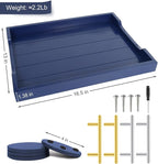 SXNOWS Coffee Table Tray - Large Ottoman Tray for Living Room - Wood Serving Tray with 2 Sets of Handles - Wooden Trays for Coffee Tables, 4 Round Coasters Included, Deep Blue