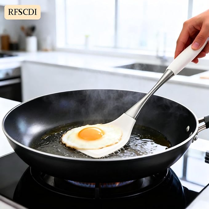 Premium White Silicone Cooking Utensils Set-Non-Toxic, Heat Resistant, BPA Free Kitchen Utensils Set with Spatula, Spoon, Whisk & Tongs-Non-Stick& Dishwasher Safe for Nonstick Cookware