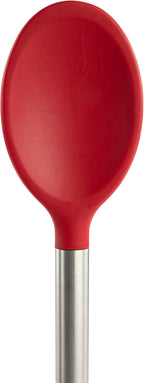 Tovolo Silicone Cooking Utensil Set of 6 Stainless Steel Handle Ladle Slotted Turner Tongs Flex Core Spatula Scraper Mixing Spoon & Potato Masher, Dishwasher Safe BPA Free Utensils, Cayenne Red