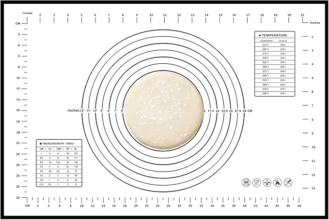 Dough Mat Silicone Baking Mats for Rolling Pastry,Kneading Sheet Sourdough Bread Baking Supplies Black 24x16" 0.45mmT
