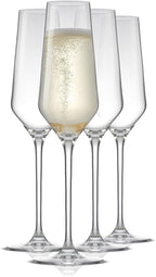 JoyJolt Champagne Glasses Layla Collection, Set of 4 – 6.7 oz Elegant Crystal Stemmed Champagne Flutes for Prosecco, Sparkling Wine, Mimosas, Cocktails, Weddings, Anniversaries, Parties