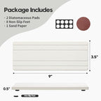 Razborci 2PCS Diatomite Quick Stone Drying Tray Mat for Bathroom & Kitchen Counter, Instant Dry Water Absorbent Drink Bar Coaster,Vanity Sink Caddy Organizer,Dish Soap Sponge Holder, White,9"x3.5"