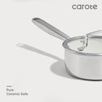 CAROTE 1.5Qt & 3Qt Stainless Steel Saucepan Set, Ceramic Pot Sets Non-Stick Non-Toxic Kitchen Cookware, Small Cooking Pots with Lids, Oven Safe, Induction Sauce Pan, Even Heating