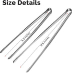 Precision Serrated Non-Slip Tips Cooking Tongs 2 Set (9.5" & 11.5"), One-Piece 18/8 Stainless Steel Metal Tongs, Easily Control Kitchen Tweezer, Multi-Purpose Korean Tong
