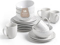 FOBENTA 16-Piece Ceramic Dinnerware Set with Mugs,Plates and Bowls Set for 4 with Coffee Mugs,Elegant Dish Set for Everyday Dining