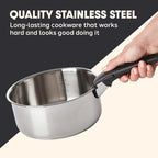 T-fal Ingenio Expertise Stainless Steel Cookware Set 4 Piece, Induction, Oven Safe, Stackable Cookware, Pots and Pans, RV, Camping, Frying Pans, Dishwasher Safe, Detachable/Removable Handle, Silver