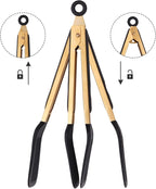2-Piece Kitchen Spatula Tongs Food Serving Tongs 9" and 12" Cooking with BPA Free Silicone Tips, Toaster Steak Pie Pizza Pasta Spaghetti Noodles Salad Grill BBQ Buffet Clamp Serving Tools(Gold)