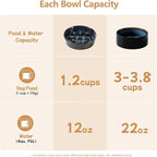 Havniva Ceramic 1.2 Cup Raised Slow Feeder Dog Bowl Set, Elevated 6.1inch Bowl and 7.3inch Slow Feeder Dish with Acacia Wood Stand for Small and Medium Dogs (2 x Starry Sky+ Stand)