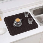 MicoYang Silicone Dish Drying Mat for Multiple Usage,Easy clean,Eco-friendly,Heat-resistant Silicone Mat for Kitchen Counter or Sink,Refrigerator or Drawer Liner Coffee XL 18 inches x 16 inches