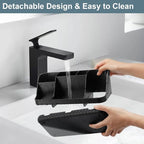 GFWARE Black Toothbrush Holder - 7 Slots Bathroom Organizer Countertop with Drainage Matte Black Electric Toothbrush and Toothpaste Holder for Bathroom Accessories Organization Vanity Sink Storage