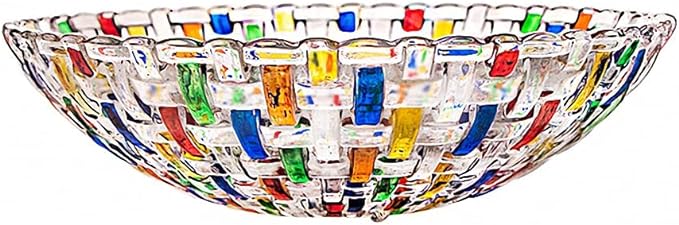 MAGCOLOR Hand Painted Colorful Woven Glass Crystal Salad & Fruit Bowl Decoration,Centerpiece For Home,Office,Wedding Decor, Fruit, Snack, Dessert, Server