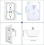 JcBlaon Outlet Extender Surge Protector - 6 Outlet Splitter with 4 USB Ports (2 USB C), Multiple Plug Expander Wall Charger, 3 Sided Multi Plug Wall Adapter Power Strip for Home Office Kitchen Travel