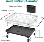 MERRYBOX Stainless Steel Dish Drying Rack, Expandable Dish Drainers for Kitchen Sink, Non-Slip & Durable - Sink Dish Rack with Large Cutlery Holder (Adjustable 15.4" to 23" cm)