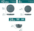 vancasso ZERMATT Dinnerware Set for 8, 24 Pieces Plates and Bowls Sets for Kitchen, Stoneware Dish Set with Scratch Resistant, Dishwasher & Microwave Safe, Blue