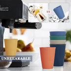 Homienly Drinking Glasses Wheat Straw cups,Unbreakable Alternative to 12oz Plastic Cups,Stackable and Lightweight Cups for Juice,Iced coffee-Colorful