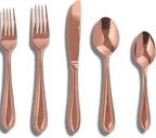 Rose Gold Silverware Set,20-Piece Stainless Steel Flatware for 4, Heavy-Duty 18/0 Stainless Steel Utensils,Mirror Polished Dishwasher Safe for Home & Kitchen Dining