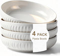 8 Inch Ceramic Pasta Bowls set of 4, 32 Oz White Serving Bowls - Microwave, Dishwasher & Oven Safe, Shallow Soup Bowls for Salad, Pasta, Cereal