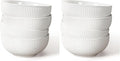 Artena Ceramic Cereal Bowls 26 oz, Embossment Soup Bowls Set of 4, White Salad Bowl for Kitchen, Dinner, Breakfast, Oatmeal, Rice, Pasta, Dishwasher Microwave Safe Bowls (Stripes) (Pack of 2)