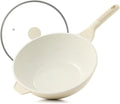 SENSARTE Ceramic Nonstick Wok with Lid, 11 Inch Non Toxic Stir-fry Pan Induction Cookware, Deep Frying Pan Skillet with Stay-Cool Handles, PFAS/PTFE/PFOA Free