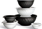 COOK WITH COLOR Mixing Bowls with Lids - 12 Piece Plastic Nesting Bowls Set includes 6 Prep Bowls and 6 Lids, Microwave Safe Mixing Bowl Set, Black and White Diamond