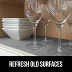 GORILLA GRIP powerGRIP Drawer Shelf and Cabinet Liner, Thick Strong Hold, Non-Adhesive Liners Protect Kitchen Cabinets and Cupboard, Bathroom Drawers, Easy Install, Breathable Mat, 24" x30', Gray
