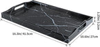 MDLUU Plastic Serving Tray, Ottoman Tray with Cutout Handles, Rectangle Butler Tray for Breakfast in Bed, Coffee Table Decor, Party (Marble)