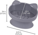 Kitty City Elevated Slow Feeder Cat Bowls (Set of 2), Whisker-Friendly Raised Cat Food Dishes with Ridges, Helps Reduce Fast Eating & Digestion Issues, Dishwasher Safe, 10.8 oz – White & Gray