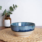 Bosmarlin Small Ceramic Dessert Bowls, 16 Oz, Set of 6, Dishwasher and Microwave Safe, For Cereal, Ice Cream, Soup, Salad, Rice (Deep blue, 16 Oz)