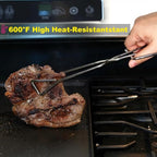 11" Heavy Duty Stainless Steel Kitchen Scissor Tongs with Comfortable Ergonomic Grip, Heat Resistant Tongs for Cooking & BBQ, Set of 2