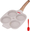Egg Pan Egg Frying Pan, Fried Egg Pan Nonstick 4 Cups Pancake Pan Aluminium Alloy Cooker for Breakfast, Induction Compatible (White)