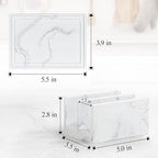 Luxspire Kitchen Sponge Holder, Dish Sponge Holder with with Drain Tray, Marble Sponge Holder for Kitchen Sink, Kitchen Sink Caddy 2 Compartments, Gravel White