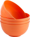 Unbreakable Wheat Straw Cereal Bowls Set of 4, 24 OZ Microwave and Dishwasher Safe Lightweight Soup and Salad Bowl Sets, Reusable Dessert Bowls for Rice, Pasta, Snack, Fruit, BPA Free (Orange)