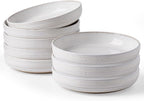 famiware Milkyway 33 oz Bowl Set, Pasta Bowls Set of 8, Salad Bowls, Double Reactive Glaze, Sturdy & Stackable, Ideal for Housewarming, Festivals, White with Speckles