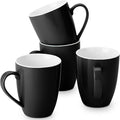 BTaT- Porcelain Coffee Mugs Set, 16 Ounces, 4 Pack, Black Ceramic Coffee Mugs with Handle, Restaurant Cups for Mocha, Tea, Cappuccino, Cocoa, Cereal, Mug Gift Set, Dishwasher and Microwave Safe