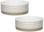 Bone Dry Ceramic Pet Collection Chevron, Medium Set, 6x2, Stone, 2 Piece