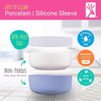 Elk and Friends Kids Porcelain Bowls with Silicone Suction Sleeves | Lids Included | Suitable for Babies/Toddlers | Microwave & Dishwasher Safe | Stay Put Dinnerware | Snack Dishes | 4 Pack