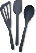 GreenPan Silicone 3 Piece Cooking Utensil Set, Fish Turner, Mixing Spatula, Solid Spoon, Flexible Nonstick Kitchen Tools Rigid Steel Core, Heat-Resistant Anti-Slip Handle BPA-Free Dishwasher Safe Gray