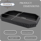 Hrastany Wood Rustic Serving Tray with Beads, Farmhouse Black Decorative Tray for Table Centerpiece, Christmas Wedding Halloween Home Decor