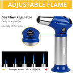 TBTEEK Butane Torch T901, Kitchen Torch Cooking Torch with Safety Lock & Adjustable Flame for Cooking, BBQ, Baking, Brulee, Creme, DIY Soldering(Butane Not Included), Blue