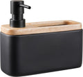 RQYIXI Black Soap Dispenser with Sponge Holder Ceramic Hand and Dish Soap Dispenser 17oz for Kitchen Bathroom
